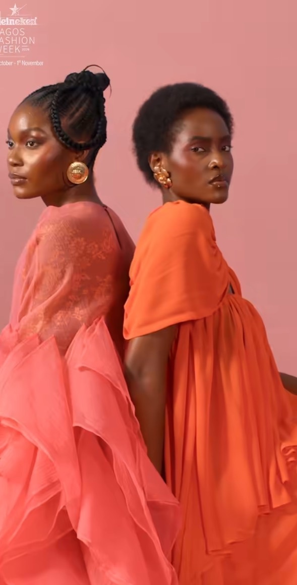 Lagos Fashion Week models in contrasting black-and-white looks
